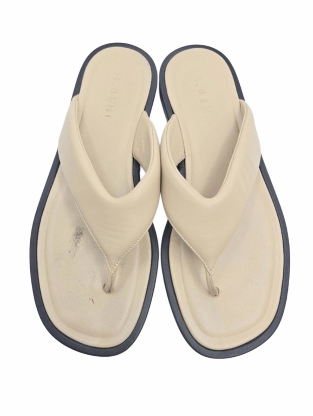 M Gemi Liliana Beige Leather Thong Sandals